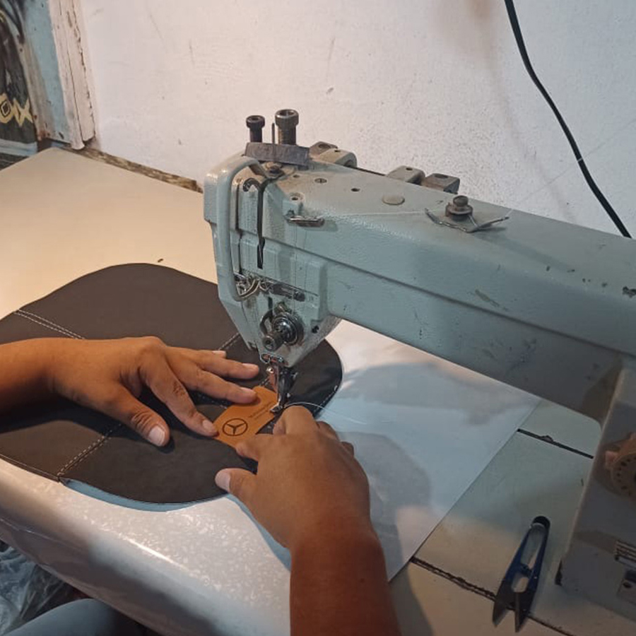 Mercedes Benz Upcycled Upholstery turned into Ecoproducts