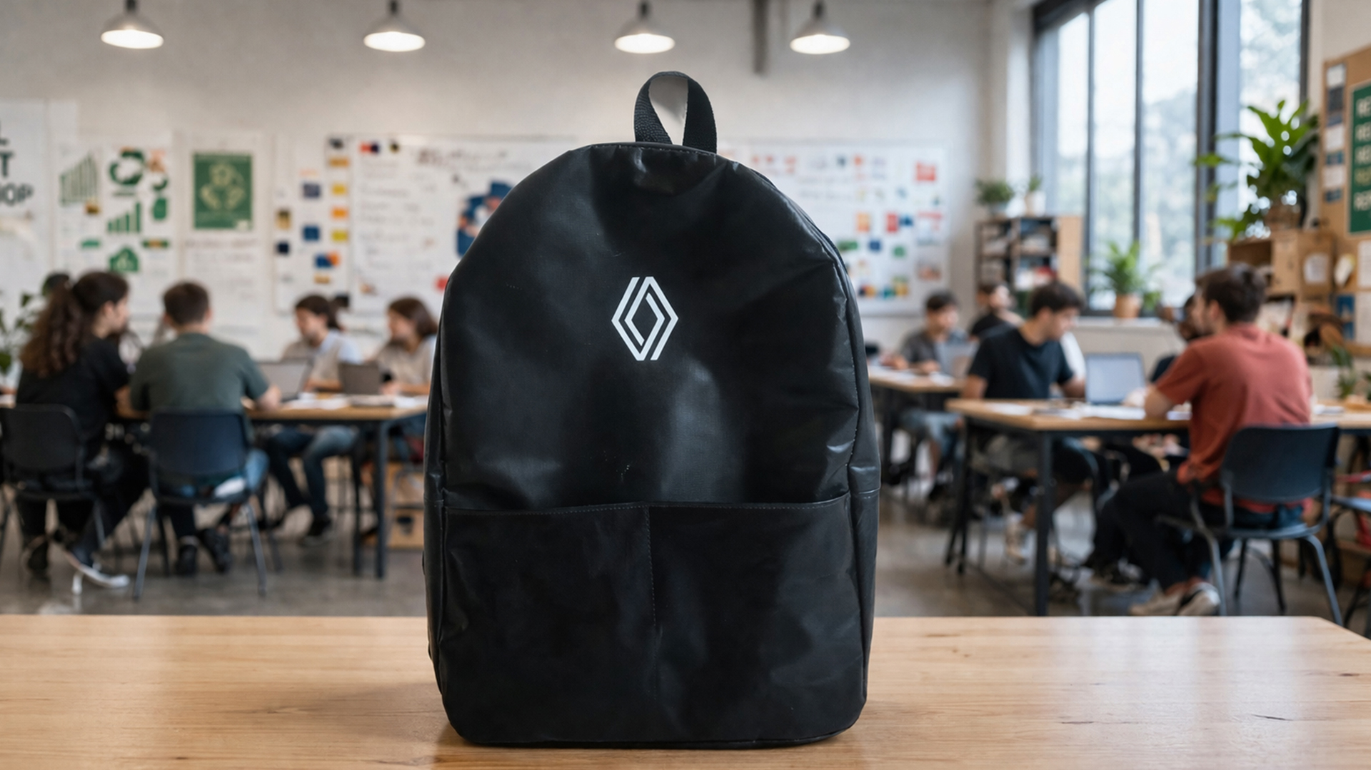 Renault backpack made from launch banners