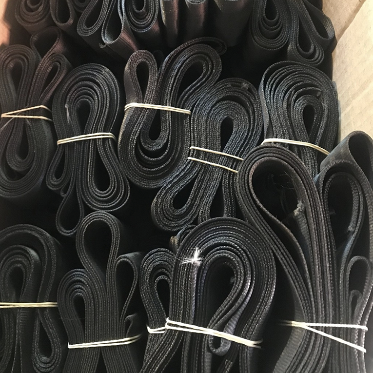 Recovered seat belts bundled for processing