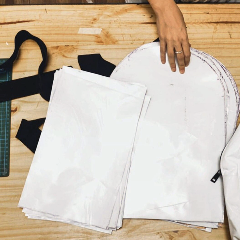 Backpack pieces cut from silobag